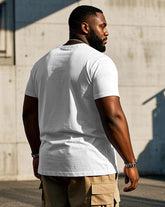 Men's Plus Size Casual White Street Graffiti Chest Print Short Sleeve T-Shirt